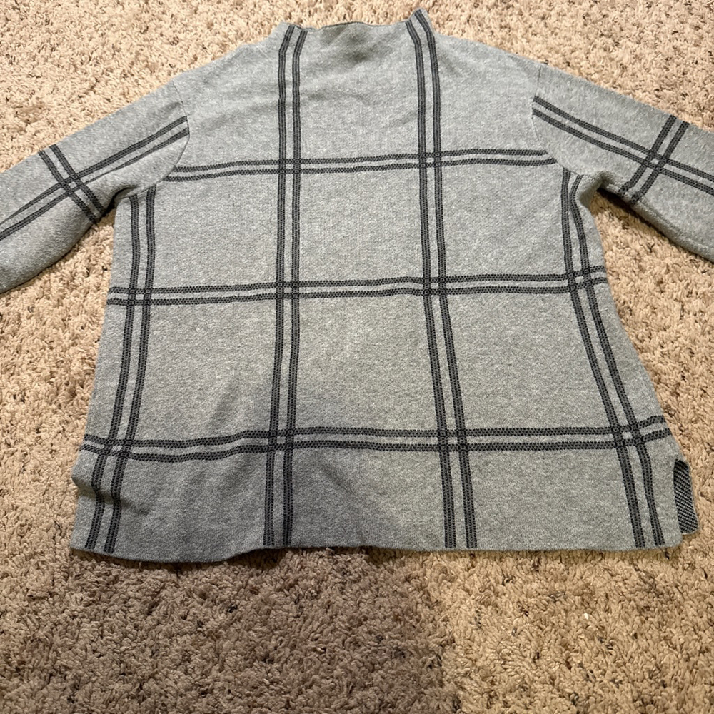 Women's J.Jill Gray & Black Plaid Cowl Neck Sweater XSP
